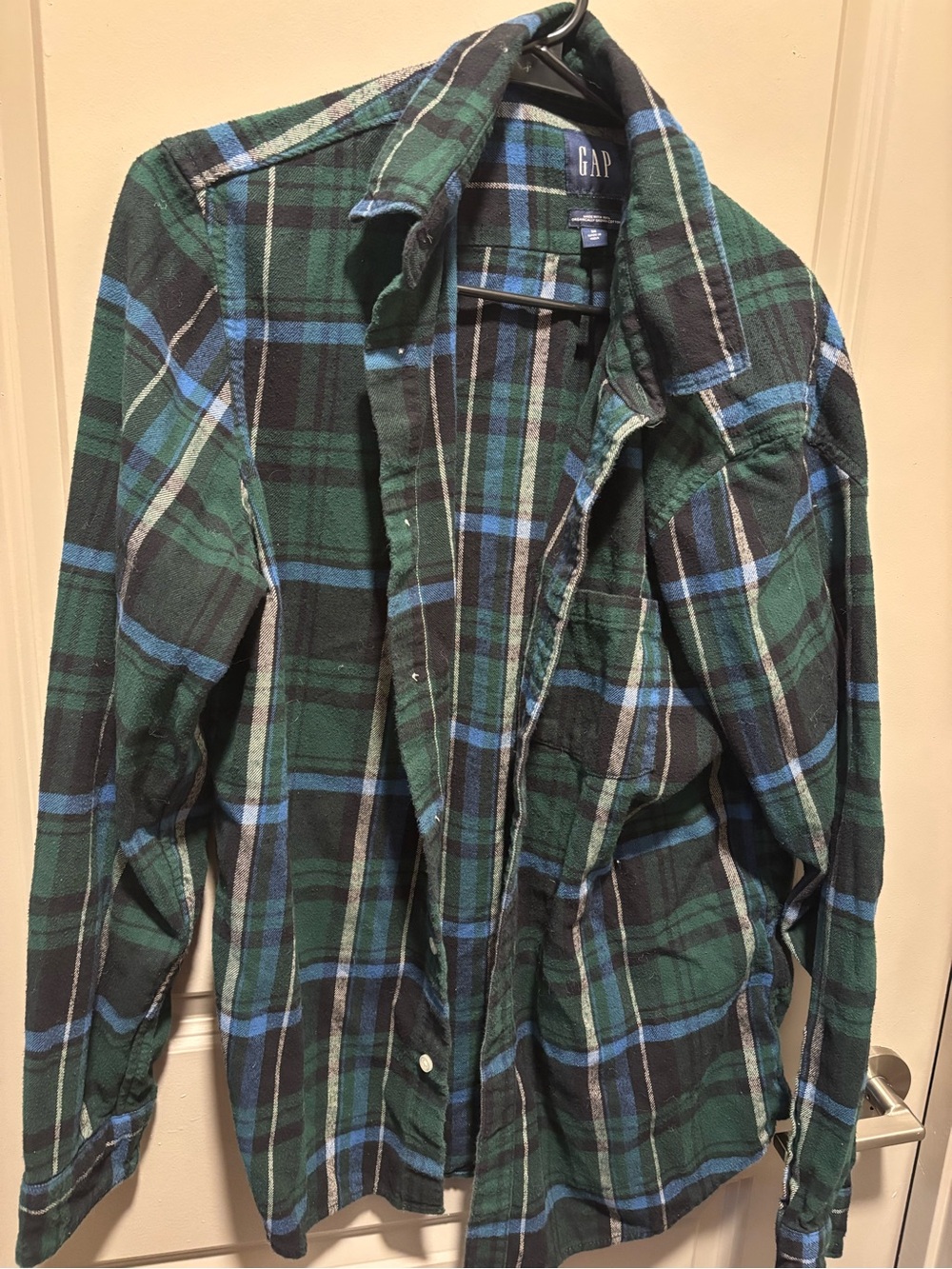 GAP Blue and Green Plaid Flannel Shirt